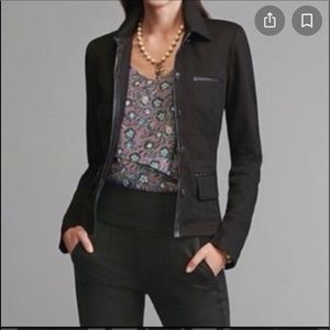 CAbi Tudor Jacket Style # 3376 Black with faux leather trim Size XL